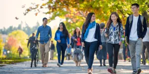 students walking on campus