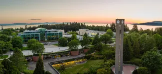 Aerial view of Koerner Library and the UBC Clock Tower